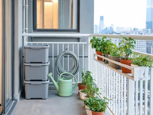Balcony watering and storage