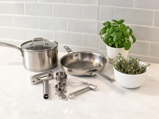 Cookware near herbs